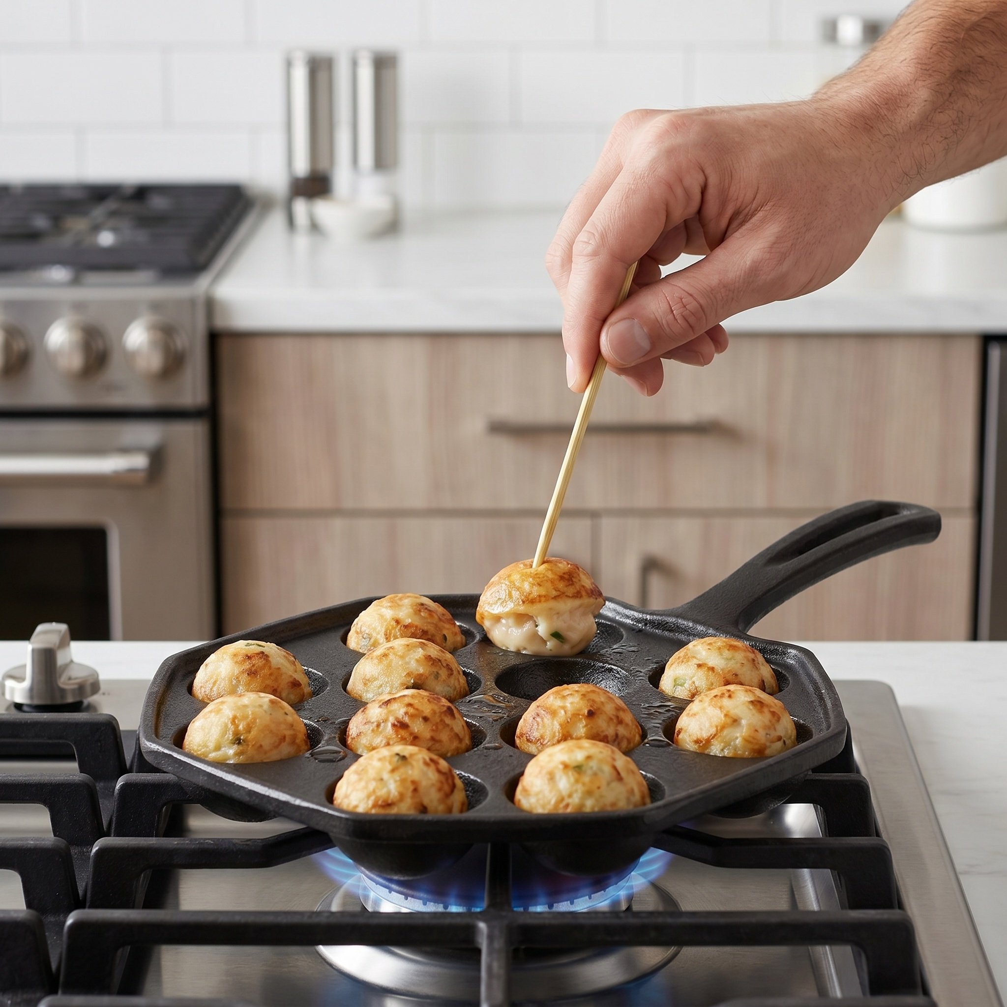Takoyaki Grill Plate - กระทะทาโกะยากิ 12 หลุม เหล็กหล่อ เคลือบสารกันติด ถาดอบ