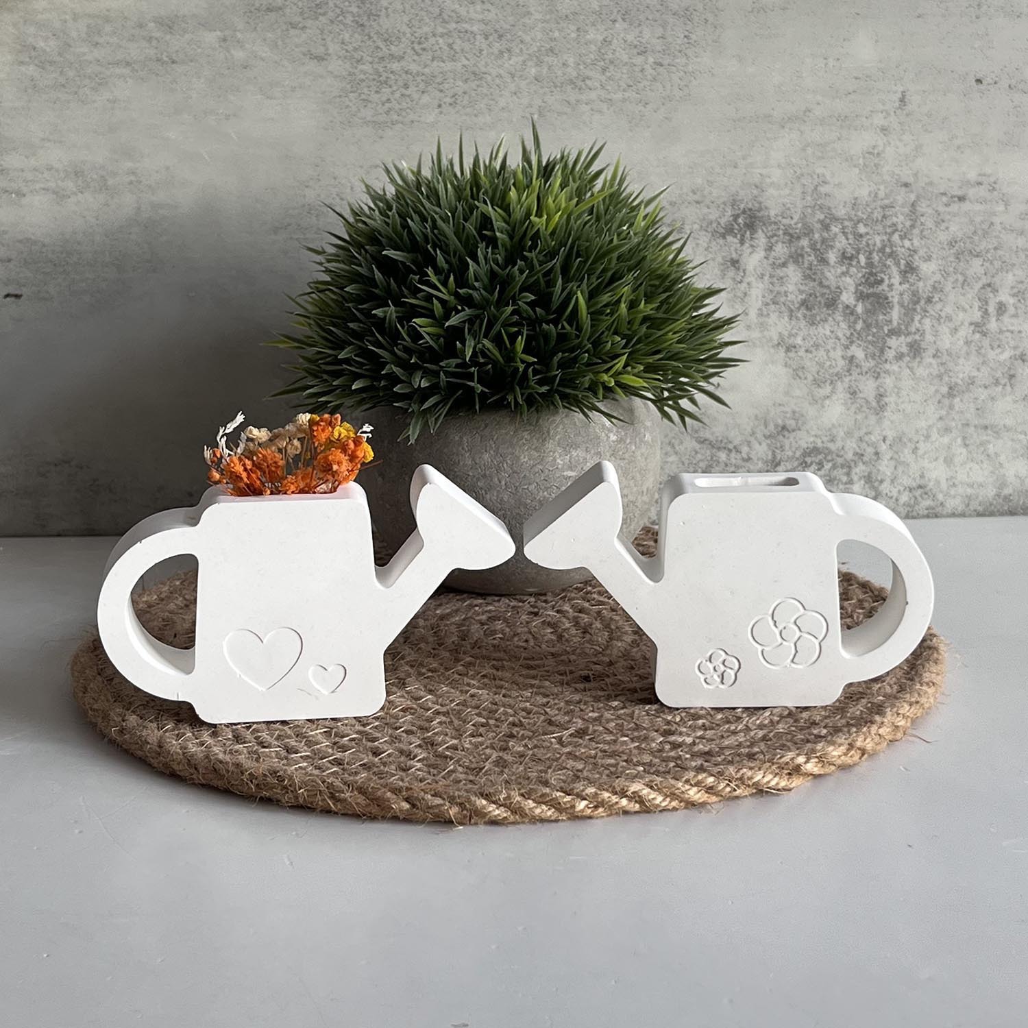Potsticker Mold - 2 ชิ้น แม่พิมพ์ซิลิโคนเรซินสำหรับทำกระถางต้นไม้ปูนปลาสเตอร์ DIY แม่พิมพ์งานฝีมือคอนกรีตรูปหัวใจ ตะกร้าจัดดอกไม้