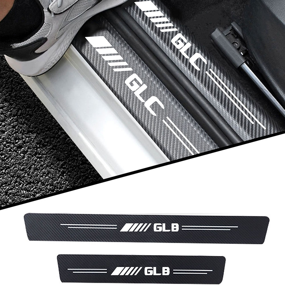 Crepe Pan Carbon - 4pcs รถสติกเกอร์ประตูคาร์บอนหนัง Fiber Sill PLATE สําหรับ