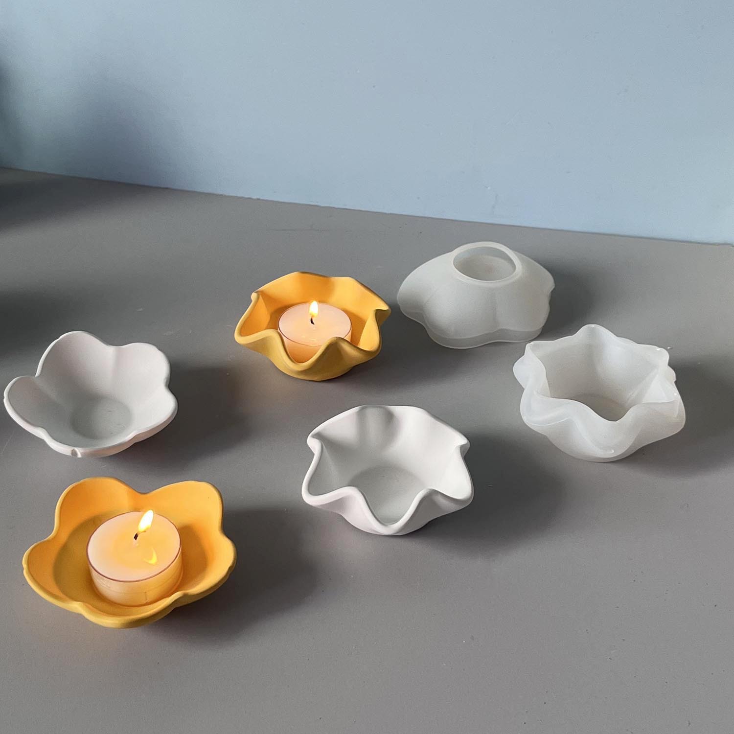 Potsticker Mold - แม่พิมพ์ซิลิโคนสำหรับทำชามเทียนขอบโค้งสร้างสรรค์ DIY กระถางดอกไม้ทำมือ กล่องเก็บของเรซินปูนปลาสเตอร์ แม่พิมพ์หล่อสำหรับงานฝีมือ ตกแต่งบ้าน